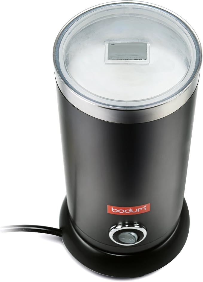 Bodum Electric Milk Frother Black 10oz | Non-Stick Interior | Stainless Steel Body | Auto Shut-Off | Pack of 2