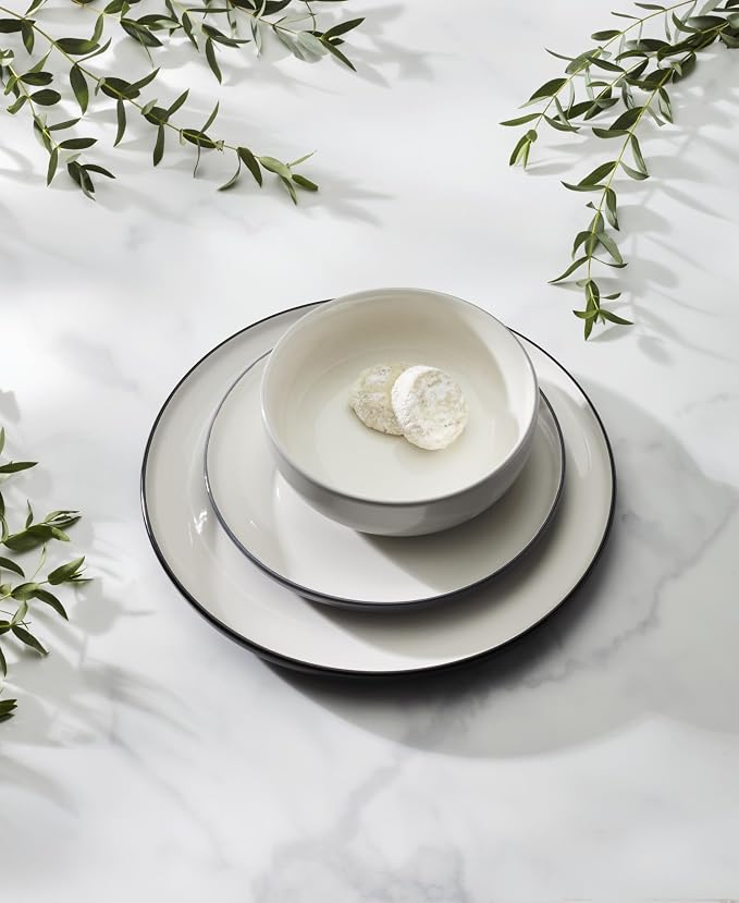 Oneida Dinnerware Set, 24 Seven Colors Pumice 12-Piece Set, Service For 4, Dishwasher Safe, Microwave Safe, Porcelain, Plates And Bowls sets, Dish Sets, Plates, Home And Kitchen (Pumice, 12 Piece)