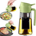 Oil Sprayer, Oil Sprayer For Cooking,2in1 Dispenser Bottle For Kitchen,16oz/470ml Glass,Food-grade Mister,for Kitchen, Air Fryer(1pcs Green)