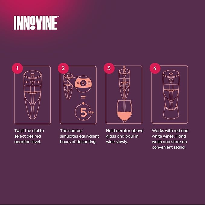 Innovine Wine Aerator, Instant Decanter with Adjustable Dial to Custom Aeration, Enhance Flavor, Smooth Pour, Perfect for White and Red Wines, Home Bar Accessories, Set of 1, Graphite