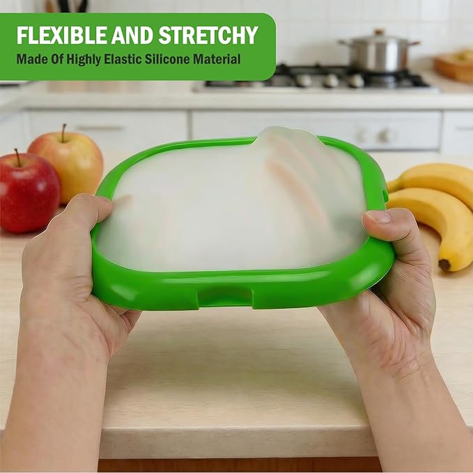 8 Pack Reusable Silicone Storage Boxes, Avocado Saver & Onion Storage for Avocado, Cut Onions, Tomatoes, Garlic and Leftovers in Fridge (Blue/Green)