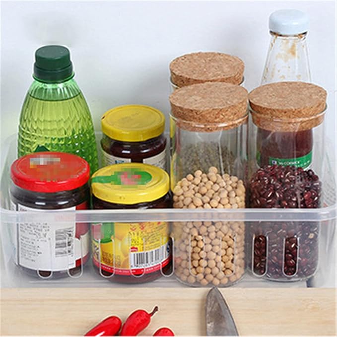 Refrigerator Storage Organizer Refrigerator Organizer Bins Plastic Bins for Fridge Freezer Kitchen Cabinet Pantry Organization, 29.3x16.5x8CM, Clear