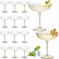 LemonRoad 12 Pcs Detachable Martini Glasses 9oz Disposable Plastic Coupe Cocktail Dessert Glassware Set for Champagne Wine Wedding Birthday Holiday Party Supplies (Transparent Gold Powder)
