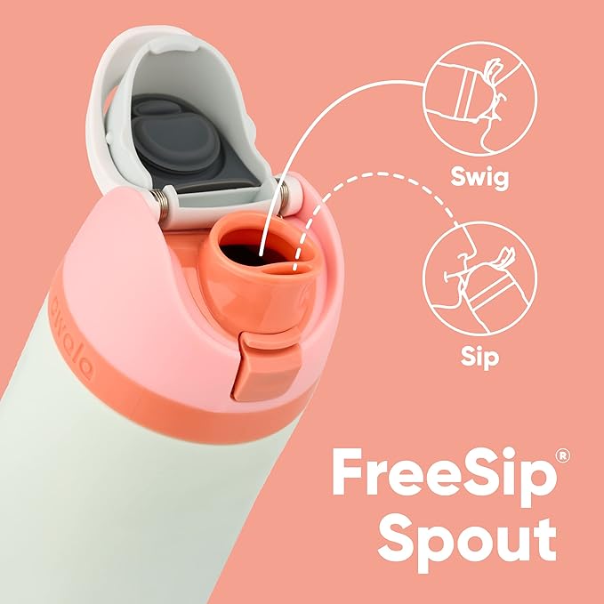 Owala FreeSip Insulated Stainless Steel Water Bottle with Straw for Sports and Travel, BPA-Free, 32-oz, Summer Sweetness & 2-in-1 Water Bottle and Straw Cleaning Brush, Smokey Blue