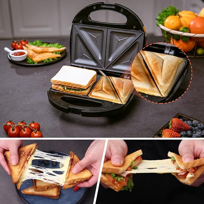 Aigostar Panini Press Grill Sandwich Maker with Non-Stick Double-Sided Heating Sandwich Press, Indicator Light, Locking Lid, Cool Touch Handle
