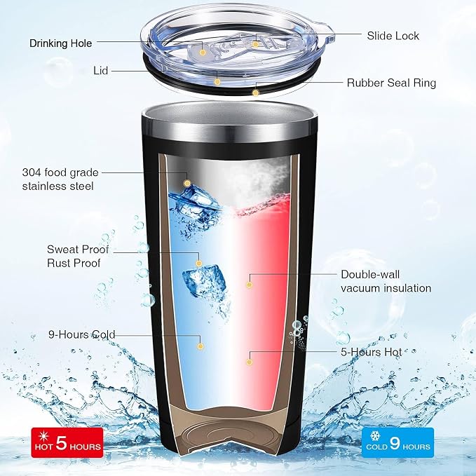 Sieral 60 Pieces Thank You for Being Awesome Tumbler, Thank You Supplies for Women Men 20oz Insulated Stainless Steel Travel Tumbler with Lid and Straw Appreciation Gift with Keychain (Black)