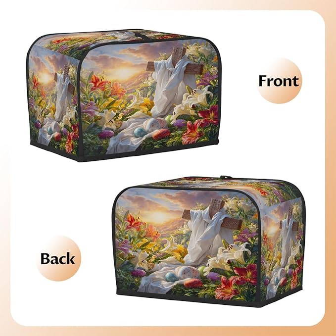 Easter Eggs Flowers Art Toaster Cover 4 Slice Dust and Fingerprint Protection Toaster Bread Maker Covers Washable Kitchen Small Appliance Covers for Kitchen Accessories Decor Bakeware Women Gift