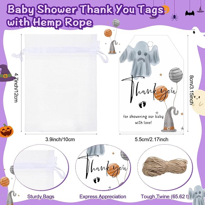 Pickmesh 25 Sets Halloween Boo Baby Shower Shot Glasses for Guests Include Acrylic Clear Shot Glasses Thank You Cards Organza Bags Babies Shower Gifts for Halloween Gender Reveal Party Supplies