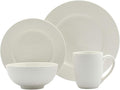 Tabletops Gallery Embossed Bone White Porcelain Round Dinnerware Collection- Chip Resistant Scratch Resistant, Fleur 16 Piece Dinnerware Set (Dinner Plate, Salad Plate, Cereal Bowl, Mug)