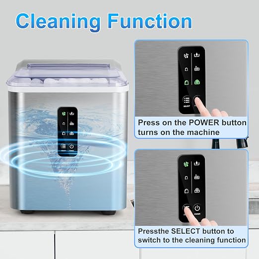 Countertop Ice Maker Machine, 26.5 lbs in 24Hrs, Electric ice Maker and Compact ice Machine with Ice Scoop and Basket, 2 Sizes of Bullet Ice for Home/Kitchen/Office