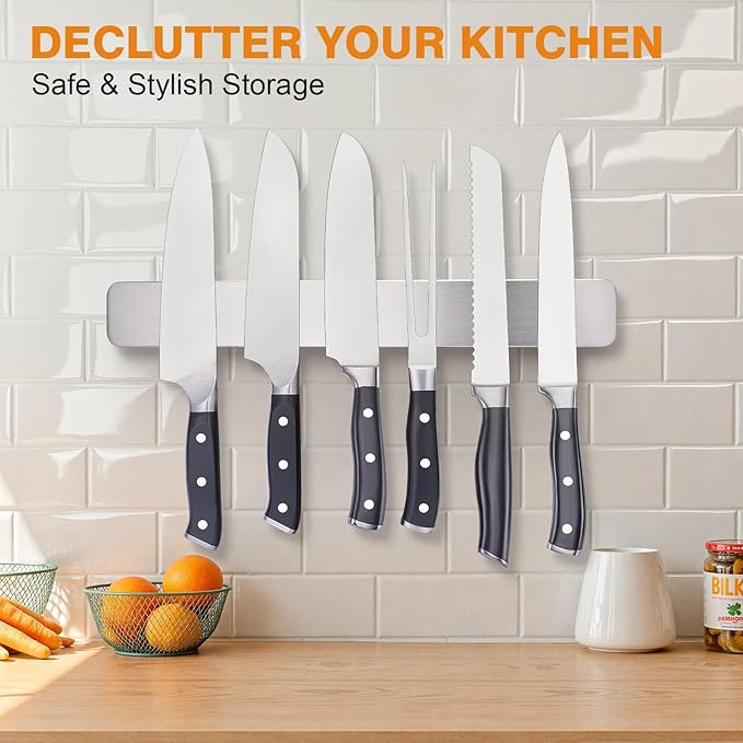 ENOKING 15.9 Inch Magnetic Knife Strip - Knife Holder for Wall & Refrigerator - High Stability Screw-Mount Design, Professional Kitchen Utensil Organizer