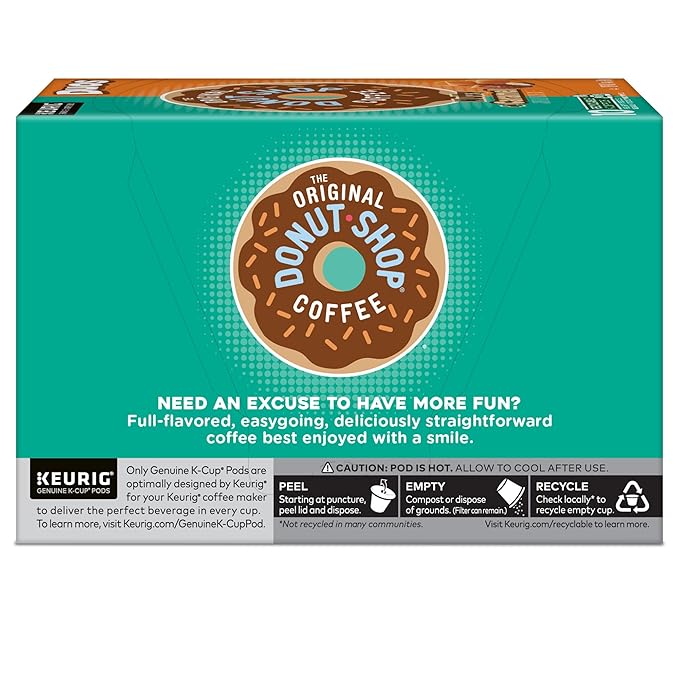 The Original Donut Shop Duos Nutty + Caramel Coffee, Keurig Single Serve K-Cup Pods, Light Roast Coffee, 60 Count, (6 Packs of 10)