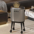 Stainless Steel Slim Bathroom Motion Sensor Trash Can with Lid and Wheels, 13L / 3.4gal Electric Touchless Toilet Waste Basket with Legs for Narrow Vanity, Rvs, Dorm, Kitchen, Eclipse Grey