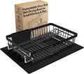 MAJALiS Dish Drying Rack Over The Sink with Utensil Holder, Mat | Expandable Stainless Steel Dish Drainer for Small Kitchen, Apartment, RV, Counter Space Saving, Perfect Fit, Rustproof