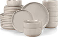 LIANYU Dinnerware Dishes Sets for 8, 24-Piece Stoneware Dinner Set, Ceramic Dining Bowls and Plates Crafted at 2400℉, Scratch Resistant, Microwave & Dishwasher Safe, Milky Brown