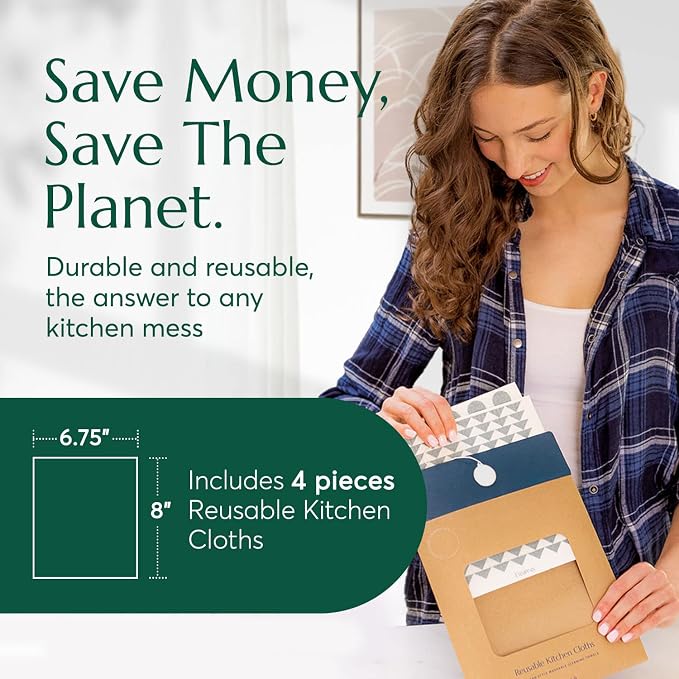 CLEANOMIC Reusable Kitchen Cloth, Wood and Flooring Cleaning Tablets & Fabric Softener Sheets Bundle