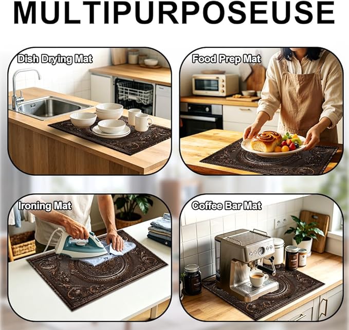 Stove Top Cover for Electric Stove 28.4 x 20.5 Inch Non Slip Stove Mat Oil Proof Bronze Medallion Glass Cooktop Protector Kitchen Mat