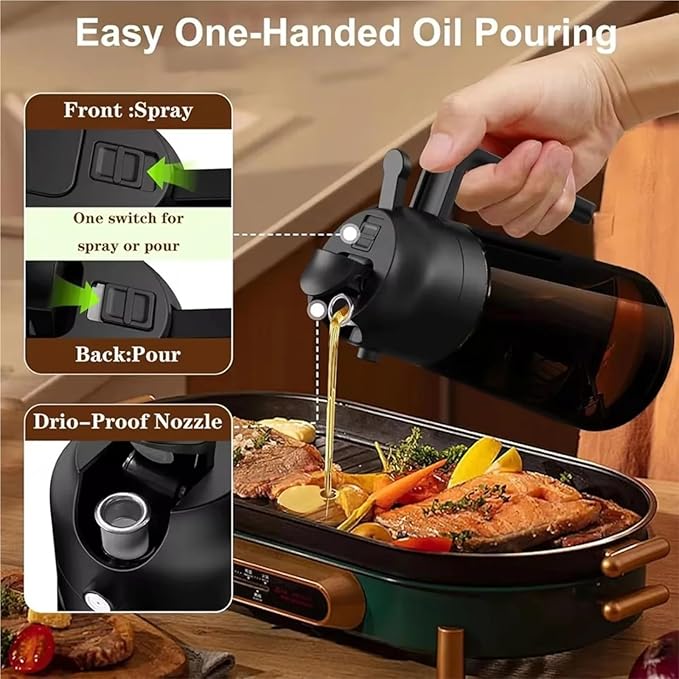Oil Spray Bottle, 16oz/470ML Light Blocking Brown Oil Sprayer For Cooking 2 In 1 Dispenser Bottle For Kitchen Seasoning Tools,for Salad Making, Baking(Orange Cap)
