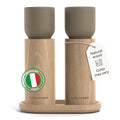 LARS NYSØM Wooden Salt and Pepper Grinder Set Manual with Tray - Salt and Pepper Mills with Adjustable Ceramic Grinder - Elegant Beechwood Pepper and Salt Mill Set for Dining Table (Taupe Brown)