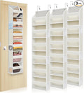 3-Pack Small Over the Door Hanging Organizer, 6 Clear Pockets and 6 Mesh Pockets, 11.8” Wide for Narrow Cabinet Doors, French Doors in the Bathroom, Closet, RV