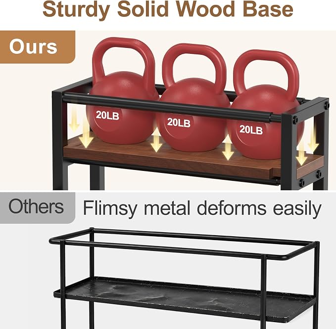 Expandable Coffee Syrup Organizer, Customized Width Syrup Rack & Bottle Holder for Coffee Bar Station (Wooden Base for All Bottle Sizes)