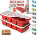 Silicone Freezer Tray with Lid Soup Freezer Container Molds with Steel Reinforced Rim Soup Cubes with Steel Reinforced Rim Perfect for for Soup, Sauce, Leftovers, Homemade Meal Prep and More
