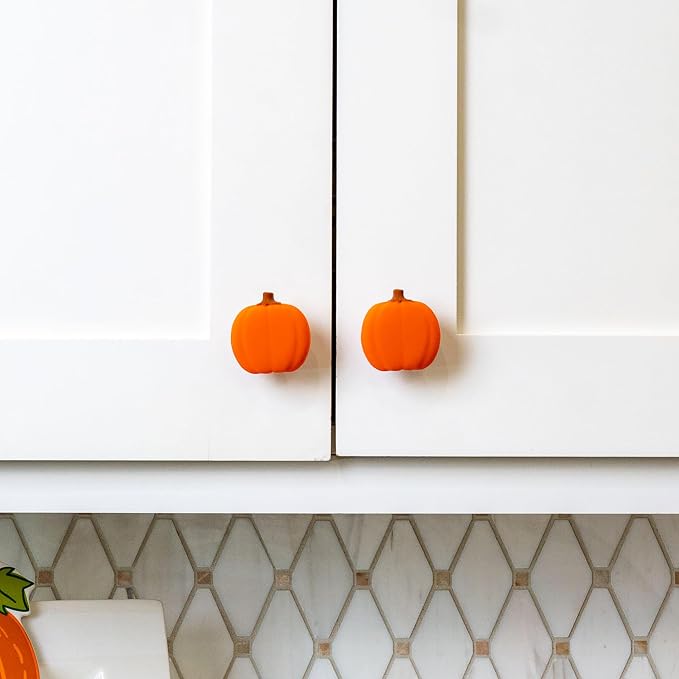 Knobēz: Decorative Knob Covers - Pumpkin - 12pk - Stretch Over Hardware Decorations, Cozy Seasonal Autumn Colors, Kitchen-Bathroom-Dressers-Home