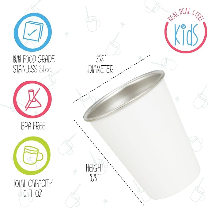 Stainless Steel 10oz Kid's Cup and 10oz Kids Mug, BPA Free, Unbreakable (Natural)