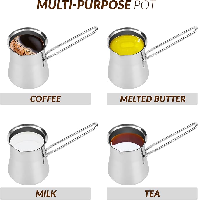 Quality Turkish Coffee Pot - Turkish Coffee Maker, Chai Pot, Arabic Coffee Pot, Briki Greek Coffee Pot, Greek Briki, Cezve, Ibrik (24oz)