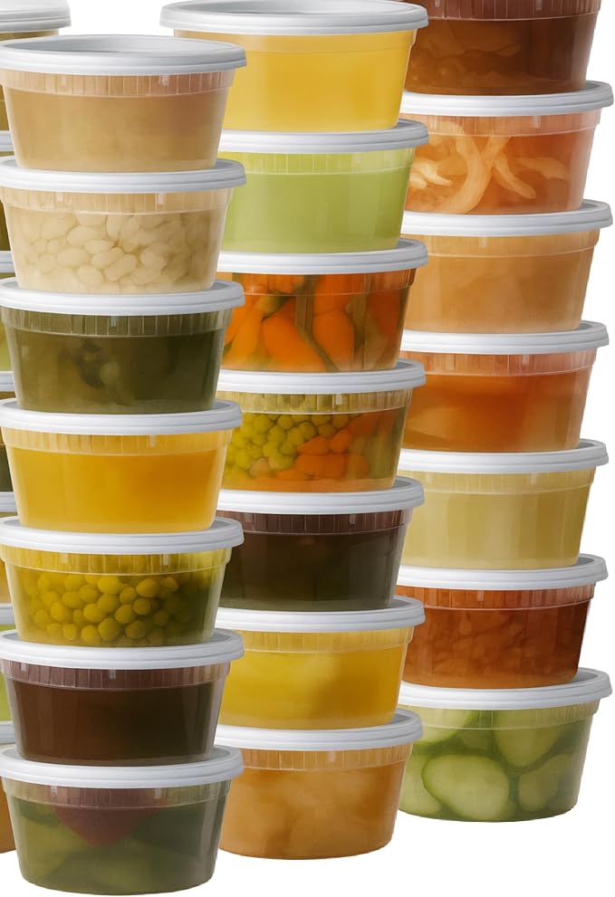 [12oz-50 Sets Plastic Deli Containers with Lids - BPA Free Clear Soup Containers with Airtight Lids, Leak Resistant Food Storage for Meal Prep, Stackable/Microwave/Dishwasher/Freezer Safe