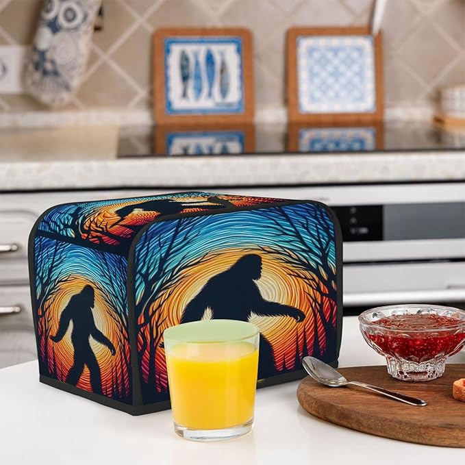 Bigfoot Abstract Color 4 Slice Toaster Cover Dust And Fingerprint Bread Maker Cover Bakeware Protector Washable Appliance Covers Kitchen Accessories For Home Kitchen Women Gift