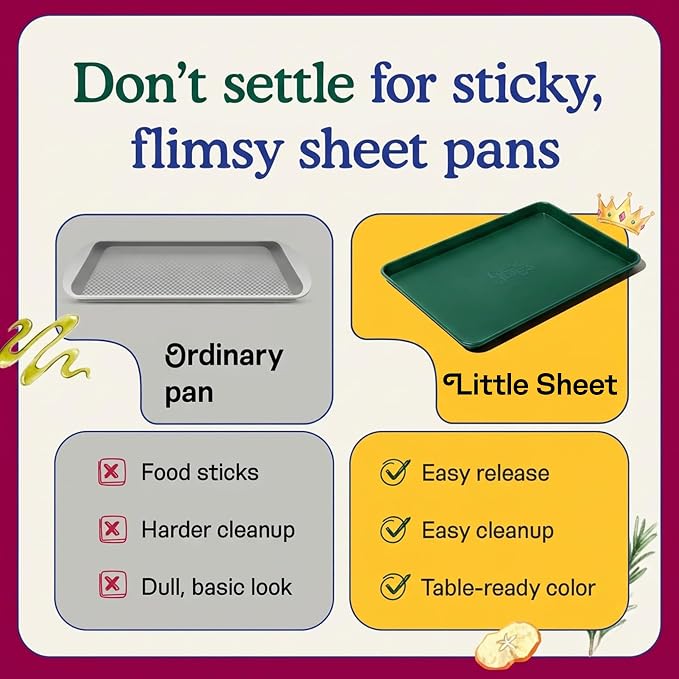 Great Jones Little Sheet (Broccoli) | Jelly Roll Pan, Quarter Sheet Pan | Aluminized Steel,13.5" x 9.5" | For Baking, Roasting, & Broiling | Premium Bakeware with Even Heat Distribution