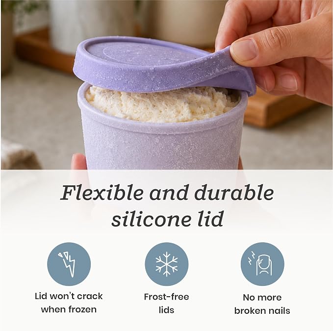 Starpack Freeze The Day Cute Small Ice Cream Freezer Containers (6-Pack, 13.5oz) - Single Serve with Silicone Lids - BPA-Free, Airtight, Reusable, Homemade Ice Cream, Frozen Yogurt, Lavender & Mint