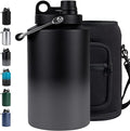 Insulated Gallon Jug with Handle, One Gallon, 128oz Stainless Steel, Large Double Vacuum Water Bottle for Cold Drinks, Wide Mouth, Sweat Proof, Carrier bag, Great for Travel, Camping, Grey Gradient