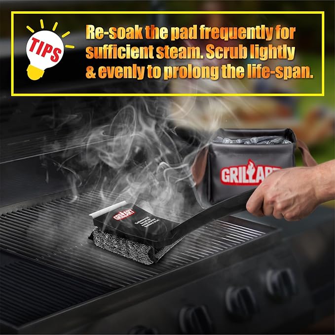 GRILLART Grill Brush Bristle Free, SteamWizards [Ultra Safe & Efficient] Grill Cleaner Brush for All Grill Grates, Replaceable Head BBQ Grill Brush for Outdoor Grill, Grill Accessories, Gifts for Men