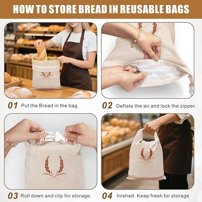 Mosucoirl Beeswax Bread Bags 2 Pack, Reusable Bread Storage Boxes for Homemade Sourdough, Cotton Food Bags Loaf Containers to Keep Fresh Large