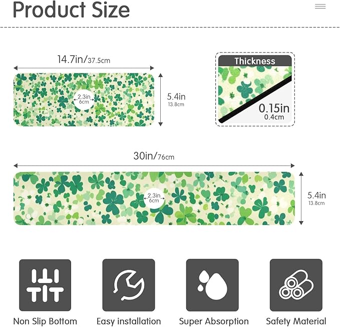 Kitchen Sink Splash Guard 2 PCS 30 Inch Sink Faucet Mat Splash Guard for Bathroom Countertop Water Absorbent Foldable Cuttable Soft Washable Saint Patricks Green Clovers