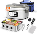 Cordless Electric Heated Lunch Box for Adults, XL 6.3-Cups Rechargeable Battery Powered Smart Self Heating Lunchbox for Men Women, 100W Food Warmer for Trucks Driver Travel Office Worker