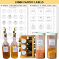 136 Printed Indian Hindi Bilingual Plus 40 Blank Kitchen Pantry Labels, Minimalist, Waterproof, Dishwasher-Safe, Easy to Remove and Re-Stick