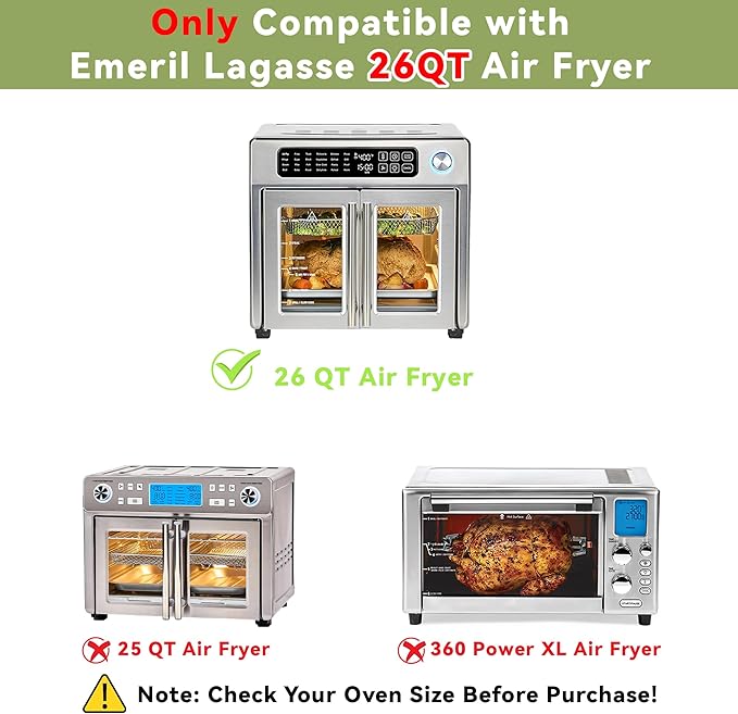 Crumb Tray Replacement Compatible with Emeril Lagasse 26 Qt Extra Large French Door Air Fryer, Crumb Tray with 4 Pcs Oven Liners Accessories for Emeril Lagasse 26 Qt Air Fryer