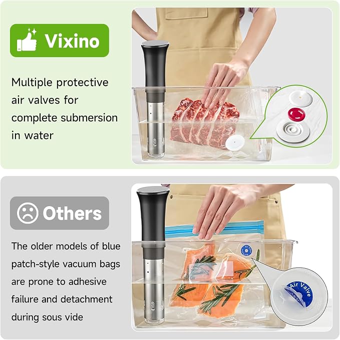 Vixino Vacuum Sealer Bags, 40 Reusable Vacuum Sealer Bags for Food Storage, BPA-Free, Meal Prep and Sous Vide Cooking,Works for Handheld Sealer and Vac Sealer Machine with External Vacuum Systems