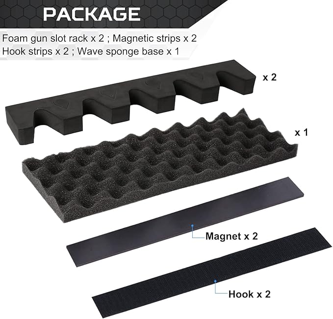 OCQOTAT Gun Rack for Gun Storage, Gun Safe Accessory for Rifles and Shotguns, Gun Holder in Gun Cabinet, Shotgun Rifle Rest, Foam Material with Magnetic Strip and Hook Strip , Gifts for Hunters