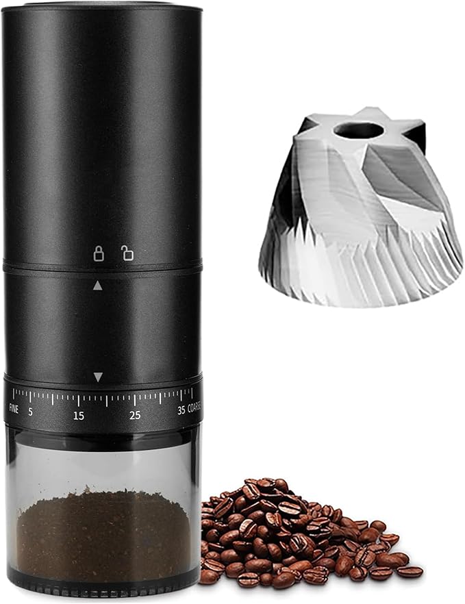 Portable Electric Coffee Grinder Cordless Small Grinders Adjustable Coffee Bean Grinder One-Button Burr Coffee Grinder French Press Moka, for Home, Travel, Camping