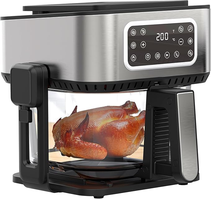 5.2QT 5-in-1 Multifunction Air Fryer with Removable Grill Pan, See-Through Window & Touchscreen, Air Fryer Oven for Grilling Steaks, Boiling, Stewing, Roasting, Baking, Turbo Crisp Technology