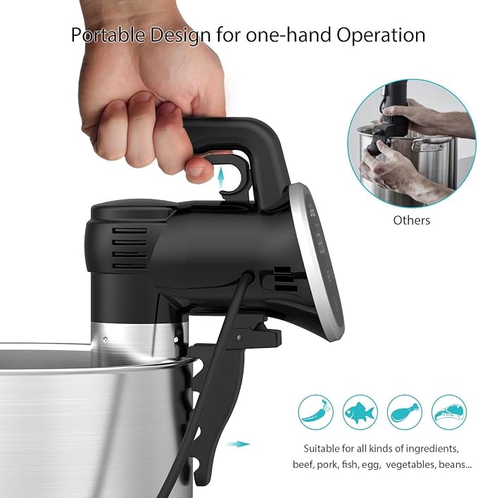 Sous Vide Cooker Immersion Circulator, Wancle sous vide machine 850W, Ultra-Quiet, 120V, Black