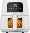 Kitchen Elite 5.5 Qt. Digital Air Fryer, Countertop Cooker with LED Screen, Presets for Air Fry, Roast, Dehydrate, Defrost and Reheat, White
