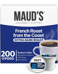 Maud's French Roast Coffee Pods, 200 ct, Dark Roast Coffee in Single Serve Pods – 100% Arabica Coffee, Compatible with Keurig K Cups Maker