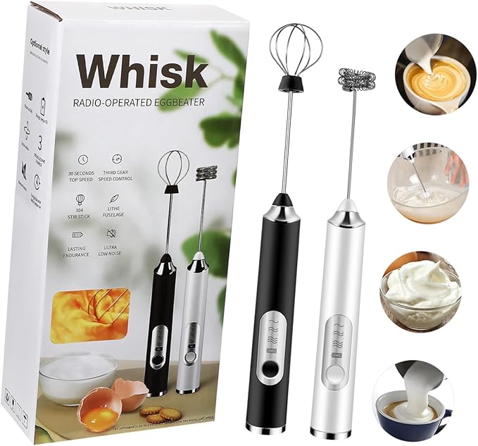 GLEAVI Rechargeable Handheld Electric Milk Frother Speed Portable Foam Maker and Egg Whisk for Coffee Matcha Latte and Drinks with Stable Stand and USB Charging
