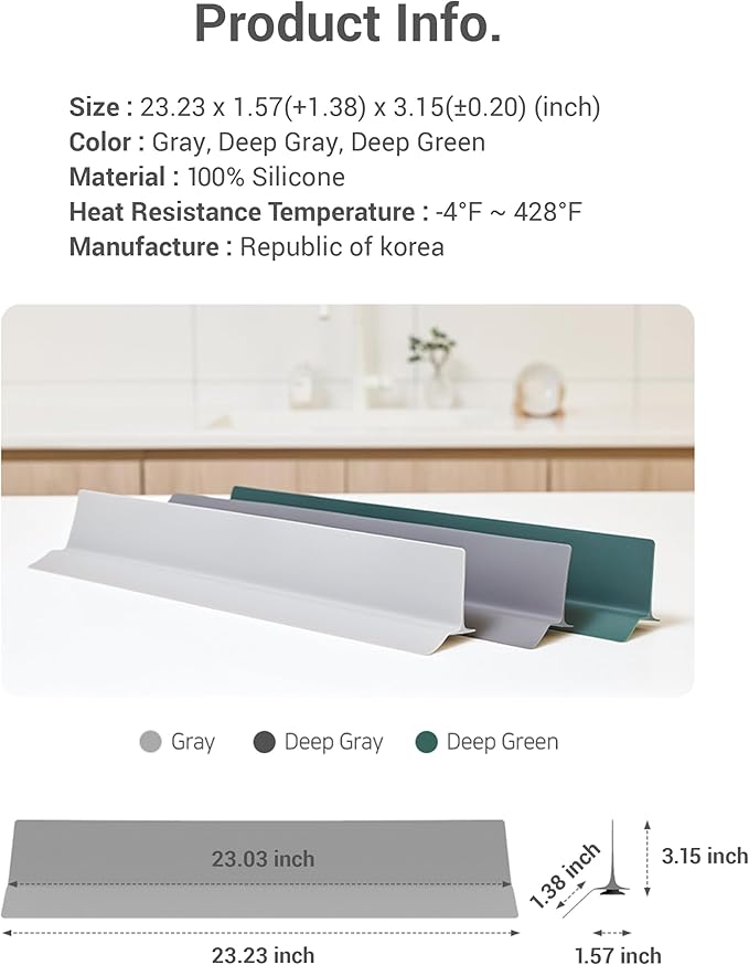 DEARCUS Kitchen Sink Splash Guard 23 Inch – Soft Silicone Water Shield Keeps Clothes & Countertops Dry, Strong Suction Non-Slip, No More Wet Sleeves or Sore Arms – Dishwasher Safe (Deep Green)