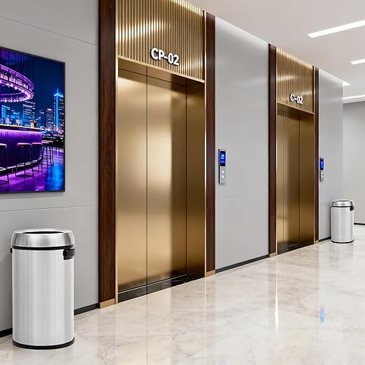 Garvee 17 gal/65 L Trash Can, Fingerprint-Proof Stainless Steel Open Top Garbage Can, Heavy Duty Commercial Round Trash Bin for Restaurant, Home, Office, Silver